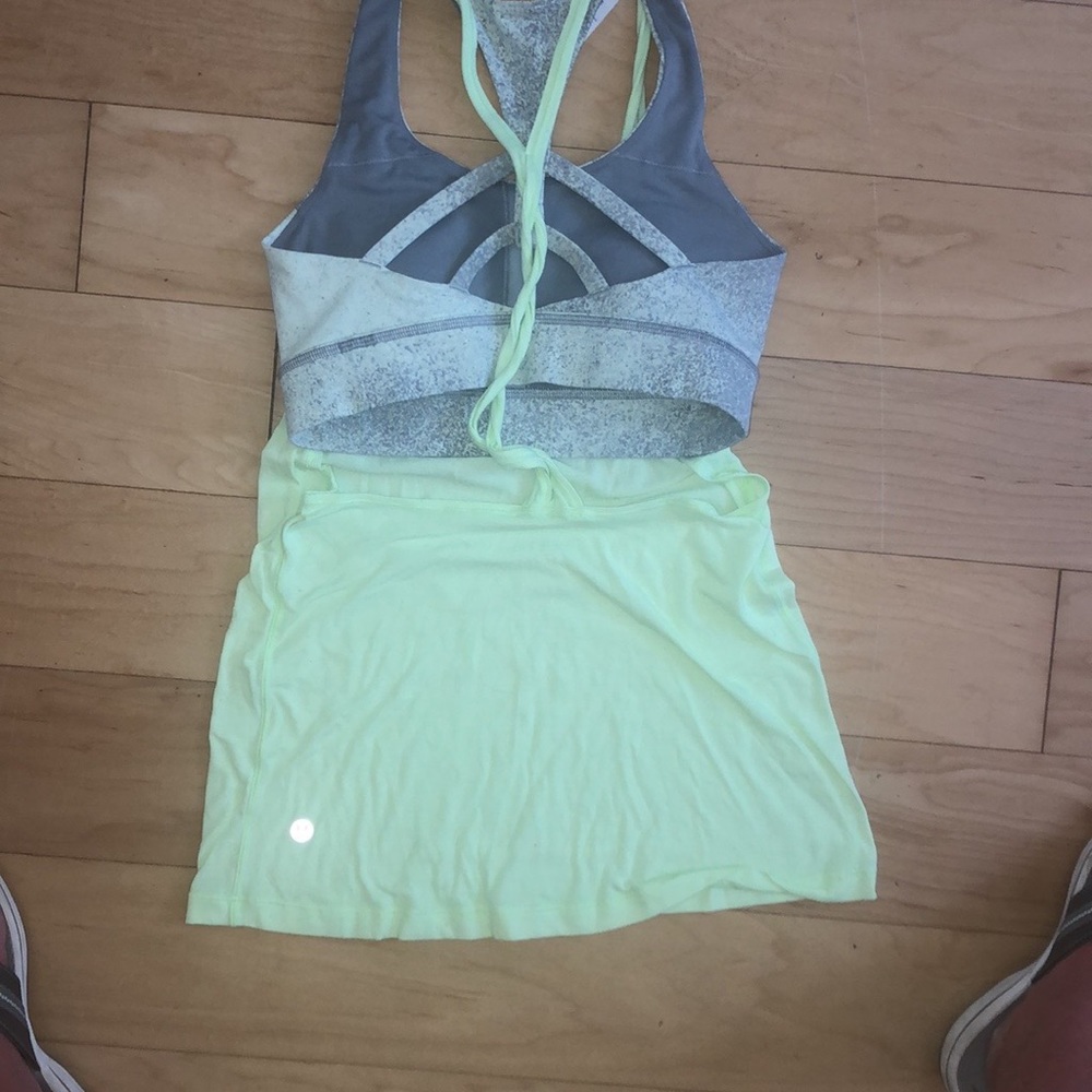 lululemon athletica Gray and Yellow Tank Top